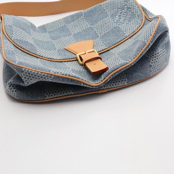 Louis Vuitton Montsouris MM Damier Denim Shoulder Bag Leather Men's Blue Brow... - Picture 6 of 6